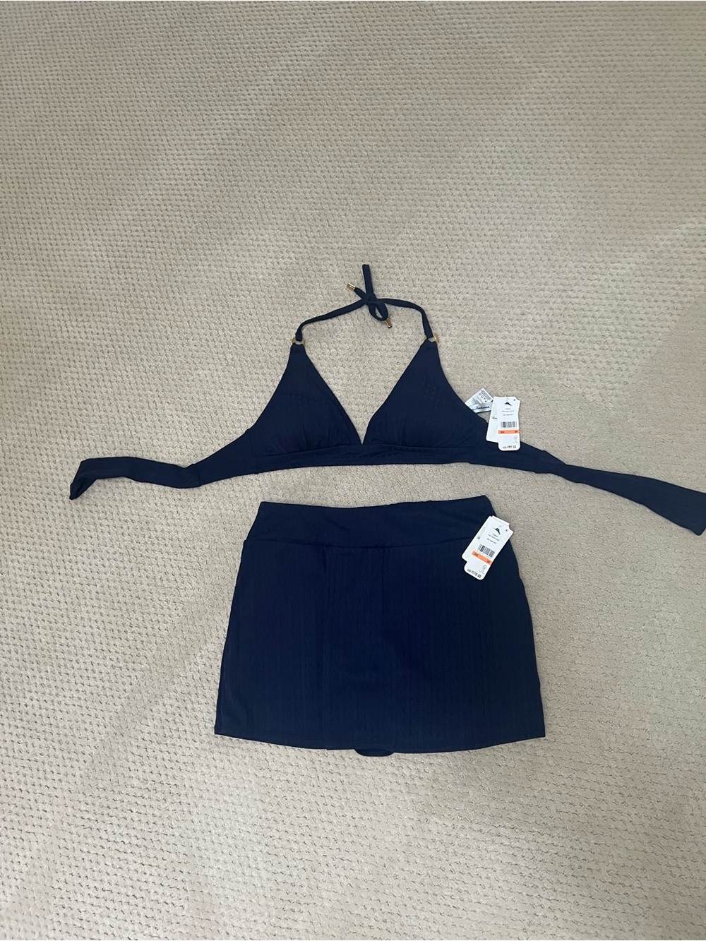 Tommy Bahama Navy Bikini Top and Swim Skirt SET